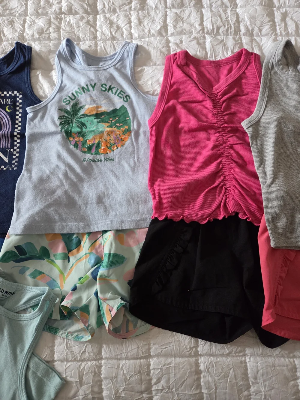 Assorted Girls' Tank Tops and Shorts - Pink, Navy, Mint, Gray, Green